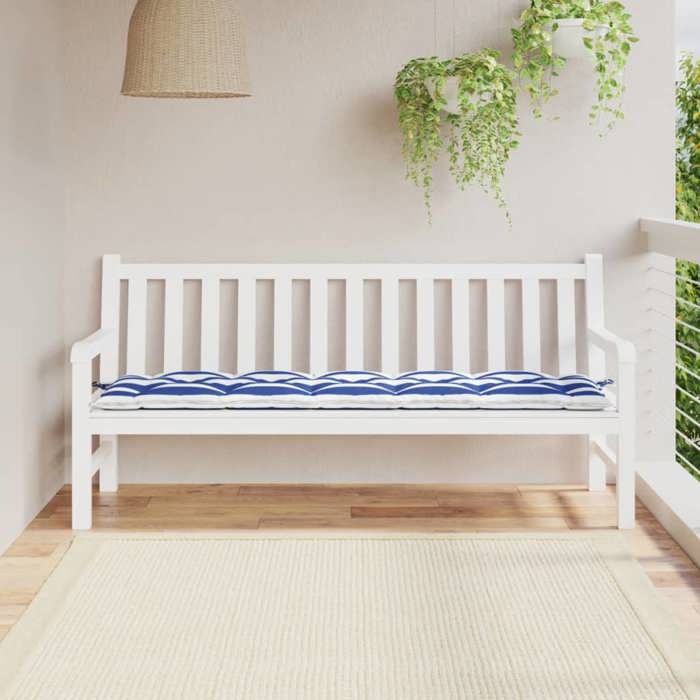vidaXL Coussin de banc Rayures Bleues