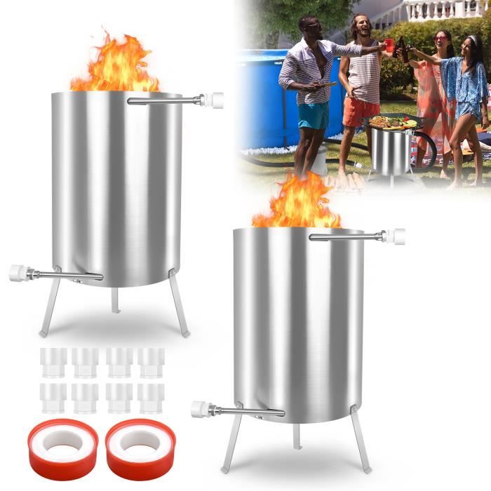 XMTECH 2 pièce Chauffage de piscine Baril de feu acier inoxydable — free download