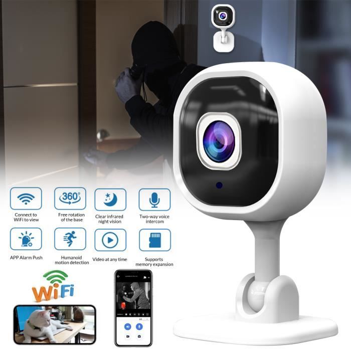 Caméra de Surveillance Sécurité Vidéo WIFI Sans fil Vision Nocturne  Intérieur - Cdiscount Bricolage