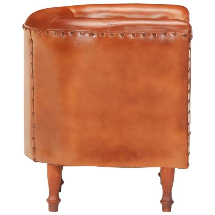 Tabourets de bar lot de 2 marron cuir véritable - SALALIS - SP7458