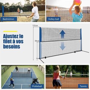 Filet De Badminton Portable Réglable Pour Tennis, Pickleball Et Volley-ball Pour