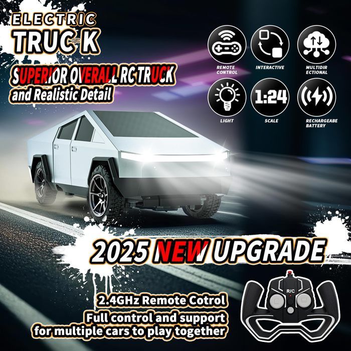Voiture RC DEERC 4-8 Ans – Drift Tout-terrain 2,4 GHz – Lumières LED, Musique, Brume – 2 Batteries – 40 Min D'autonomie