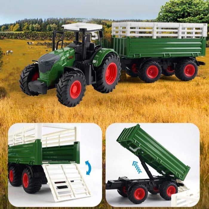 Véhicules Tracteur Agricole avec Épandeur - Remorque à poignée ronde et