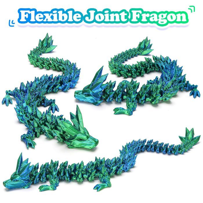 Oeuf de Dragon imprimé en 3D, Dragon de Cristal de Dragon entièrement articulé avec œuf de Dragon, Jouets Fidget for Adultes et Enfants (Color : Blue
