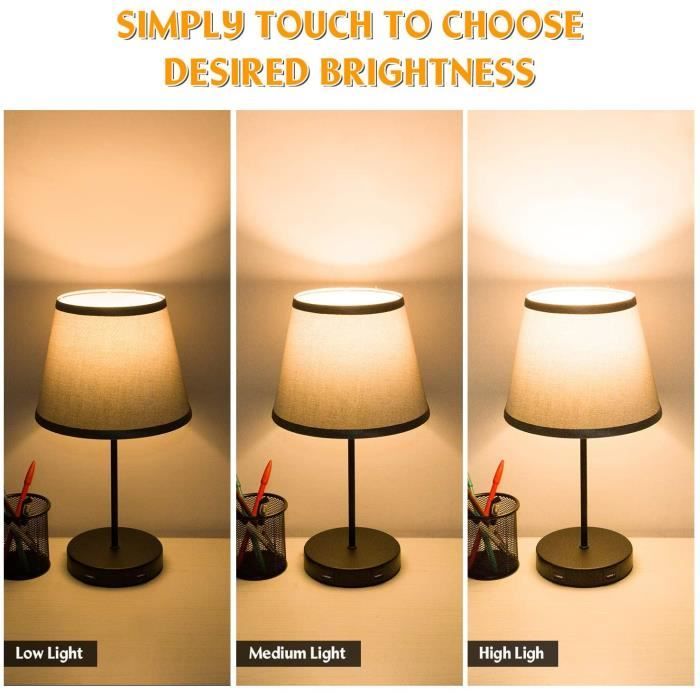 Lampe De Chevet Tactile, 3 Couleurs Lampe De Table Avec Ports De Charge  Type-C+Usb-A, Abat-Jour En Lin Blanc Base En Métal Po[H558] - Cdiscount  Maison