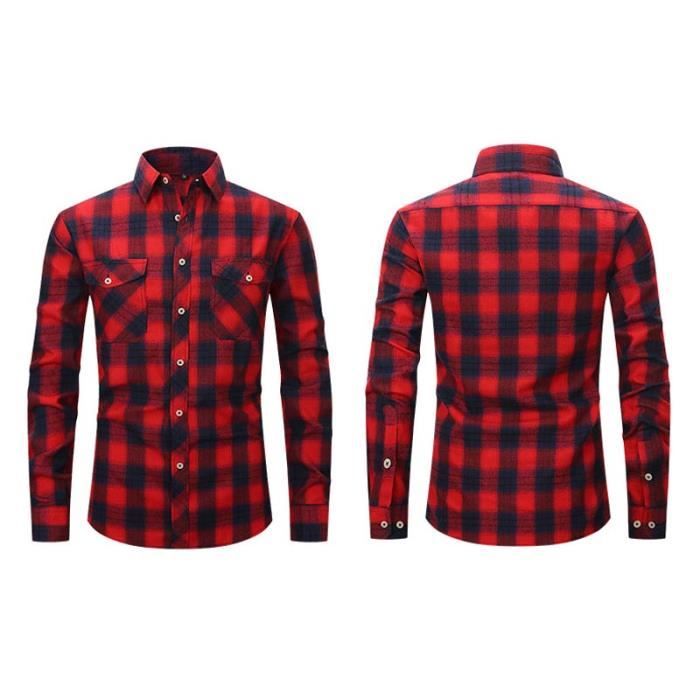 Chemise homme rouge et noire en flanelle à carreaux Buffalo