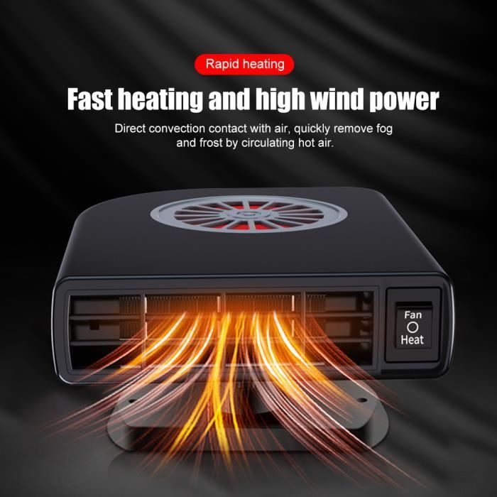 Chauffage Voiture 12V 200W - 2 En 1 Chauffage/ventilateur - Rotation 360°, Dégivrage Rapide