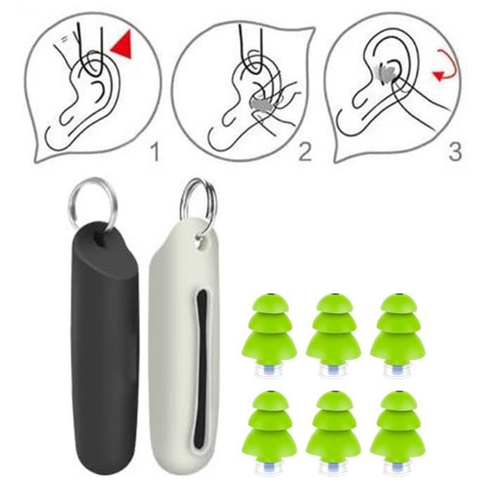 12 Pièces Bouchons d'Oreilles Silicone Sommeil Profond Sommeil Plongée