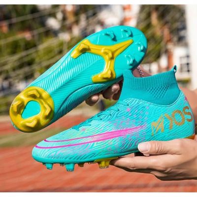 Chaussures De Football Crampons Hautes Homme – Spikes Turf Entraînement Extérieur – Jeunes Et Pros