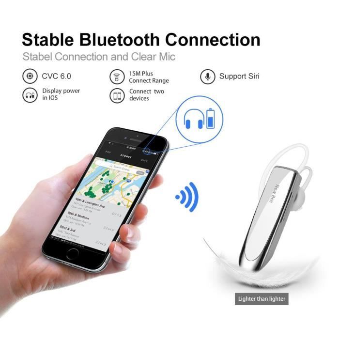 Oreillette Bluetooth V5.0 avec Microphone New Bee Casque Mains Libres  Casque d'affaires Casque de Conduite pour iPhone S[394] - Achat / Vente  oreillette bluetooth Oreillette Bluetooth V5.0 394 - Cdiscount