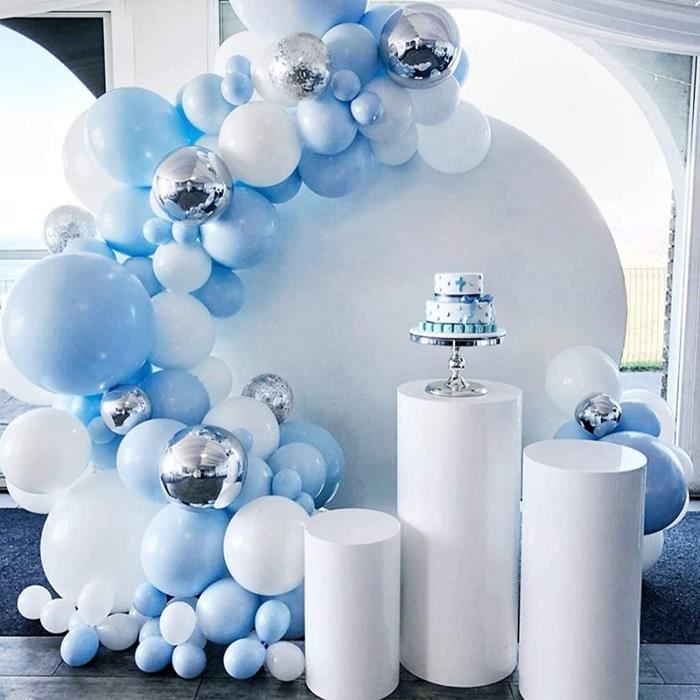 Kit Arche Ballon Bleu - 114 Ballon Bleu Ciel Blanc et Argentés Avec Ballons  en Aluminium 4D, Arche Ballon Bleu Pastel pour Gar[50] - Cdiscount Maison