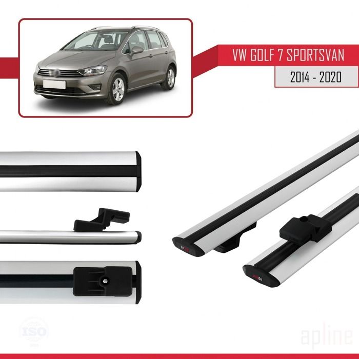 Barres de toit Aluminium pour Vw Golf 7 - 5 Portes - de 2012 à 2020