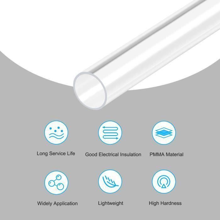 Sourcing Map Transparent Rond Rigide PC Tube 22mm Diamètre Interne X 25mm Diamètre Externe X 1M Polycarbonate Tuyauterie