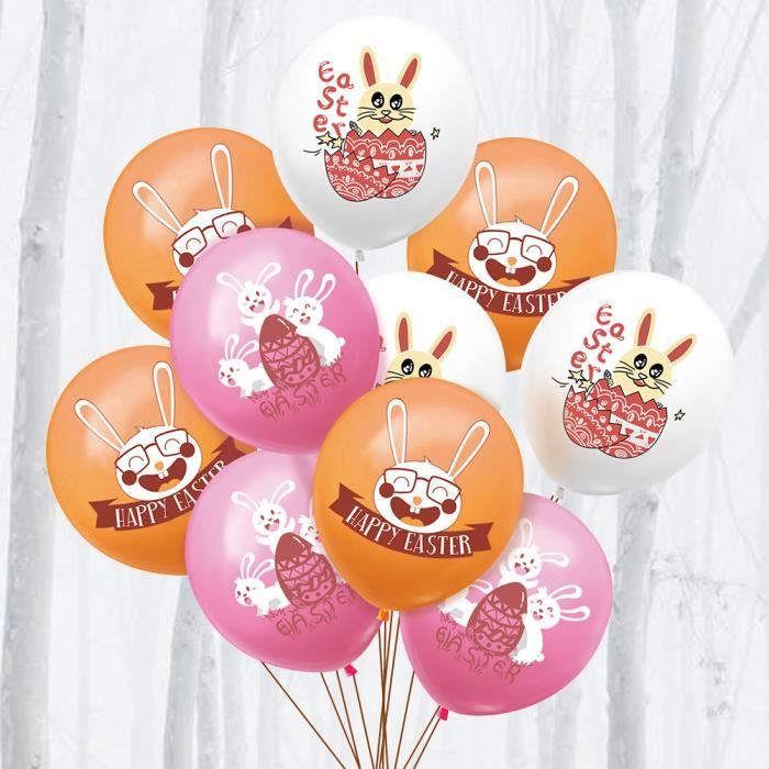 Kit Déco Ballons Pâques 157 Pièces - Arche Ballons Lapin, Œufs, Banner HAPPY EASTER - Fête Enfants