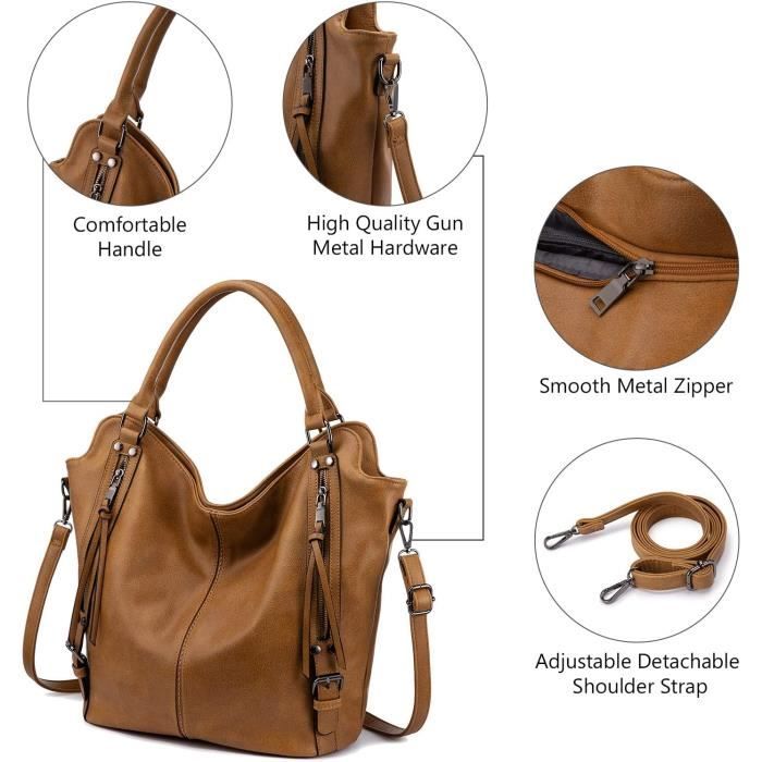 Sac À Main Femmes Sac Bandoulière Femme En Cuir Pu Fourre-Tout 2Pcs ...