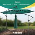 AREBOS Parasol de terrasse/Jardin Parasol/Suspendu avec éclairage / 40 LED Ø3m | Vert-3