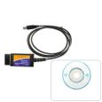 Câble d'interface USB ELM 327 pour diagnostic auto OBD2-3