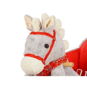 JOUET À BASCULE Dunjo® Cheval à bascule gris avec fauteuil,roulett