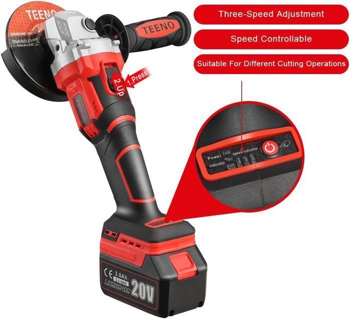 Meuleuse D'angle Sans Fil, Outil De Meuleuse D'angle Sans Balais 21V, 125mm, Batterie Lithium-ion 2x4,0 Ah, Charge Rapide Pour Couper Et Meuler