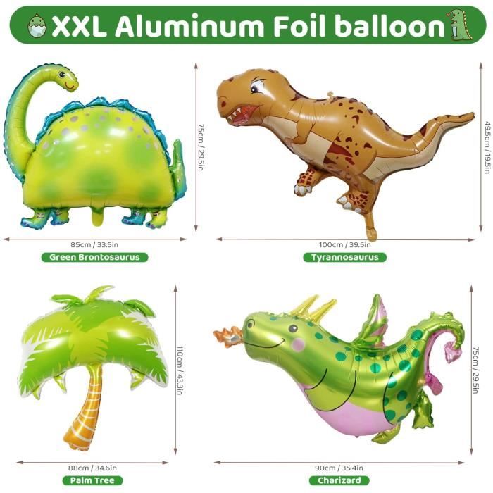 Ballon Dinosaure 3 ans, Anniversaire Dinosaure Garçons 3 ans, Decoration  Dinosaure Anniversaire Jungle de Ballons Aluminium Di[1226]