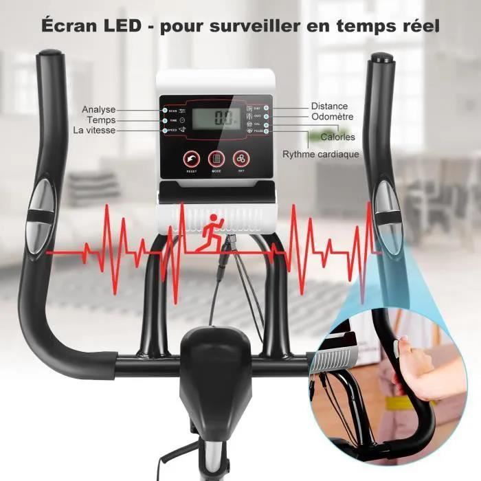 Velo appartement 150 KG Max 8 KG Roue d inertie Velo Biking Cardio Avec APP Ecran LCD Frequence Cardio Hauteur Resistance Reglable Cdiscount Sport