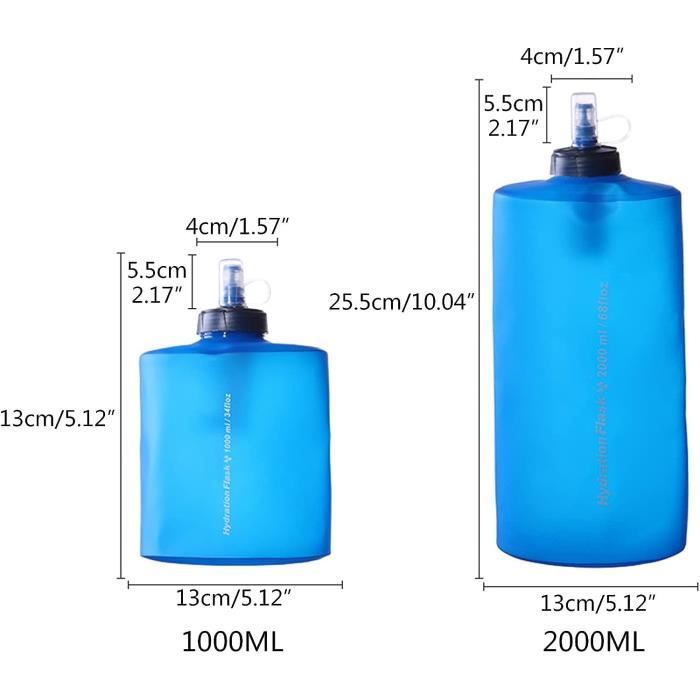 Bouteille d'eau de sport pliable en silicone avec paille, verres portables,  étanche, sans BPA, voyage, camping, extérieur, 1L