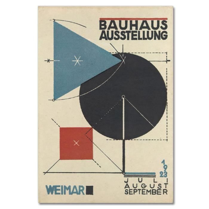 Set De 3 Tableaux Abstraits Géométriques Bauhaus - Affiches Modernes Sans Cadre 50x60 Cm - Décoration Murale Salon Et Bureau