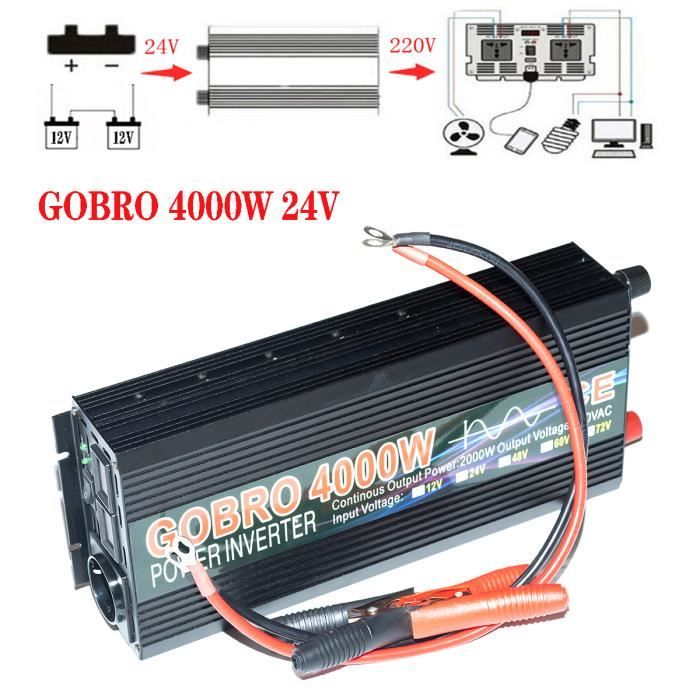 Onduleur 24V 220V Pur Sinus 2000W/4000W DATOUBOSS - Écran LCD - Voiture Caravane Camping