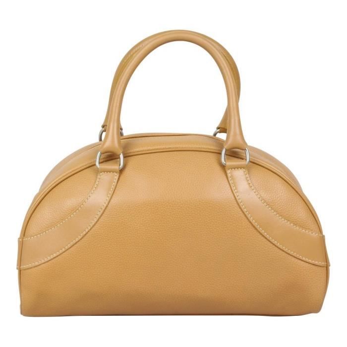 Sac main demi rond Longchamp cuir grain Camel Achat Vente