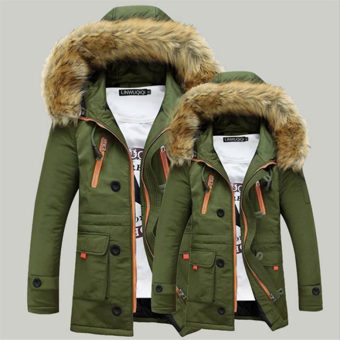Blouson homme col montant couleur unie de taille moyenne et longue