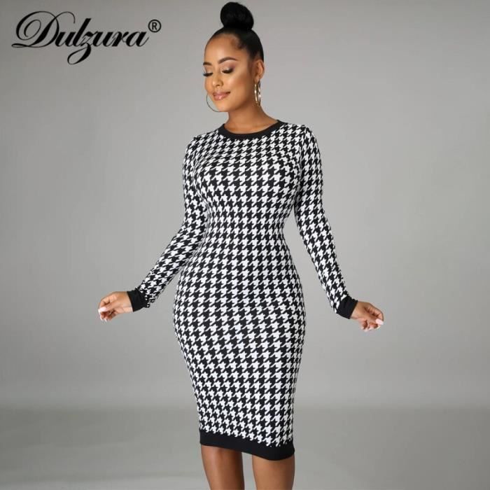 Robe longue pied de poule discount