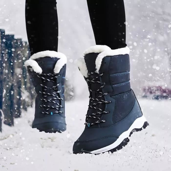 Bottes de neige pour femmes Marque Modele Resistant a l humidite au froid impermeable respirant Bleu Cdiscount Chaussures