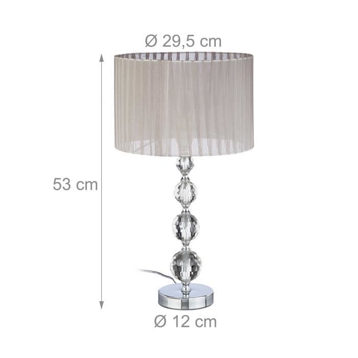 Relaxdays Lampe de chevet tactile, douille E27, réglable, abat-jour en  tissu, H x D : env. 40 x 29 cm, cuivre/blanc