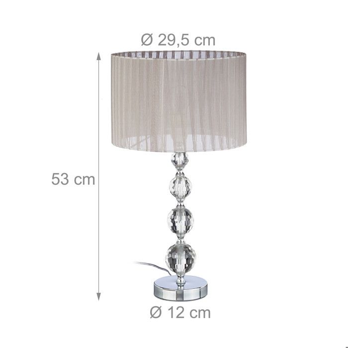 Lampe De Chevet Relaxdays Abat-Jour Rond Moderne Argentée - Design Élégant Pour Chambre Et Salon