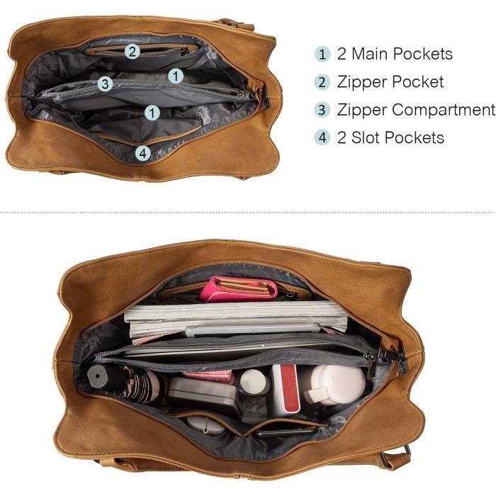 Sac À Main Femmes Sac Bandoulière Femme En Cuir Pu Fourre-Tout 2Pcs ...