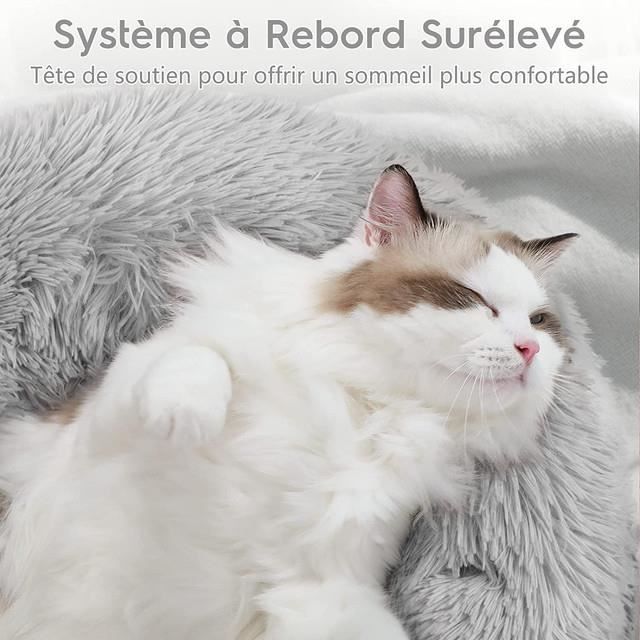 Panier Pour Chat Rond Et Doux - Lavable, Coussin Réversible, Base Antidérapante, 51x48x15 Cm, Gris - 2