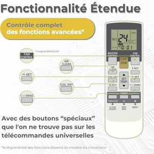 Télécommande Universelle AR-JE6 Pour Climatiseur Fujitsu General - 433 MHz