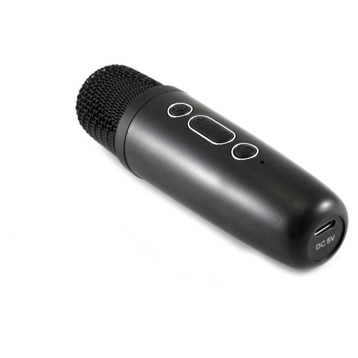 Innovalley KA04-BTH-N Mini-enceinte Bluetooth KARAOKE - LED RING - Radio FM  - micro sans fil rechargeable