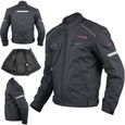 Blouson Moto Textile Protections CE Impermeable Sport étanche Noir 3X-0