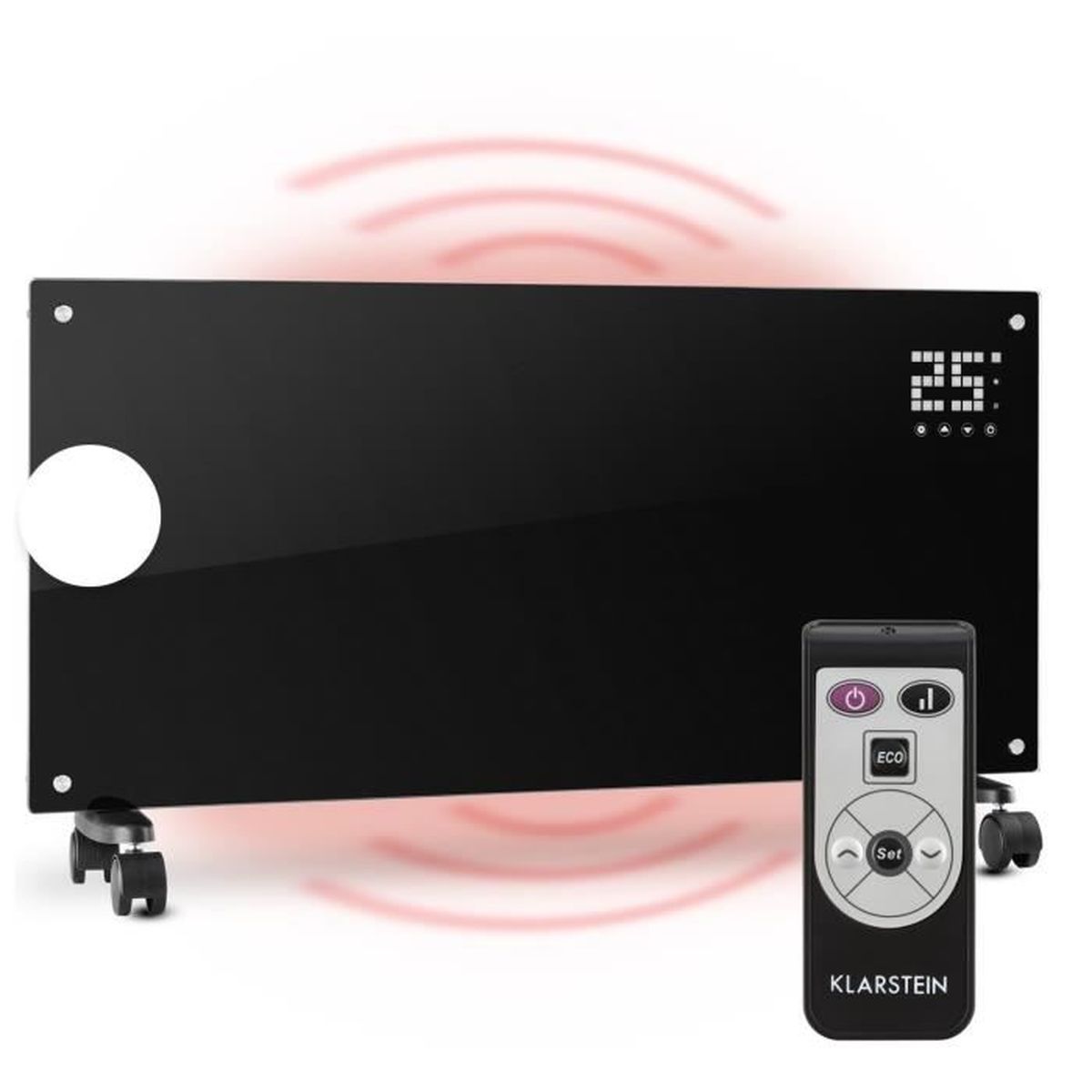 Radiateur électrique luxueux Convecteur Verre incurvé Chauffage d/'appoint mobile