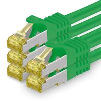 10m - Vert - 5 pieces - Cat.7 cable Patch Set, S/FTP (PiMF) Cables reseau Ethernet LAN 10 Gigabit - Haute Vitesse - 600 MHz a