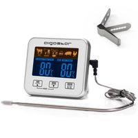 Aigostar Elliott - Thermomètre de cuisine numérique avec sonde. Minuterie, alarme, écran LCD. Lecture précise.