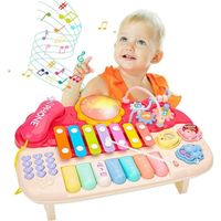 Jouet Musical Enfant - Instruments de Piano, Batterie et Xylophone - Lumières et Sons Musique - Blanc