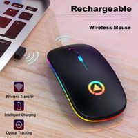 Souris Sans Fil Led Optique Ultra Mince Gamer Mouse Rechargeabe Avec Usb 4B NOIR
