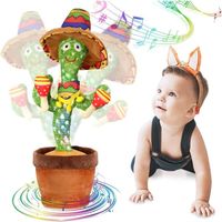 Cactus Qui Danse et Répète, Cactus Qui Parle Jouet Cactus avec Fonctions D'Enregistrement, Répétition, Lumières, Apprendre à Parler 