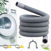 Tuyau de vidange pour machine à laver, Flexible d'évacuation universel, Matériau PVE, y compris support et colliers de serrage(1.5 M