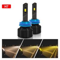 2Pcs Ampoule phares H7 à LED-3 Couleurs-6000K-3000K-4300K-12 puces CSP haute luminosité-étanche et résistant