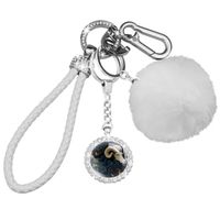 Ensemble de porte-clés blanc à motif Bélier mignon – Porte-clés pour femme en strass étincelant avec bracelet. 27