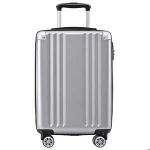 VALISE - BAGAGE Valise rigide,bagage à main 4 roues, matériau ABS, serrure douanière TSA, 56.5×37.5×22.5, gris argent
