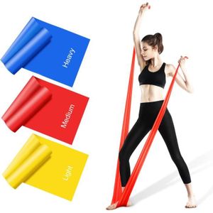 Bande Élastique Musculation 3 Pièces 1.5M/2M - 3 Niveaux Résistance Yoga Pilates